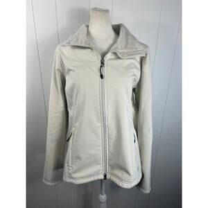 Vintage Nike ACG Women's Beige Soft Shell Fleeced Lined Full Zip Hiking Jacket